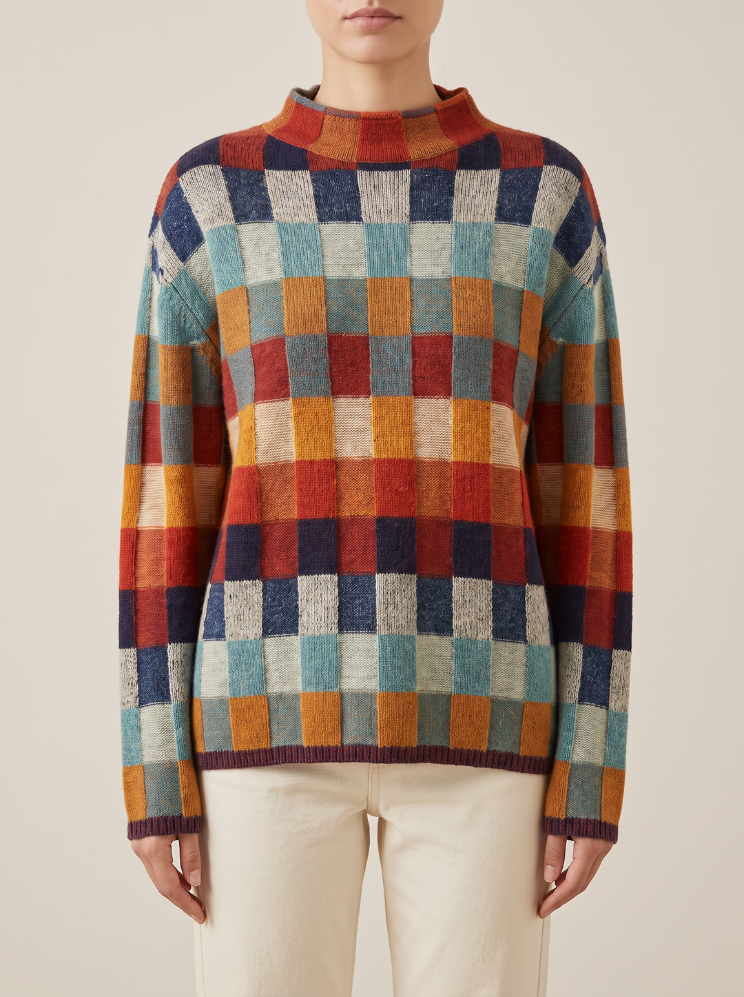 Thea knit sweater, multicolor, front view