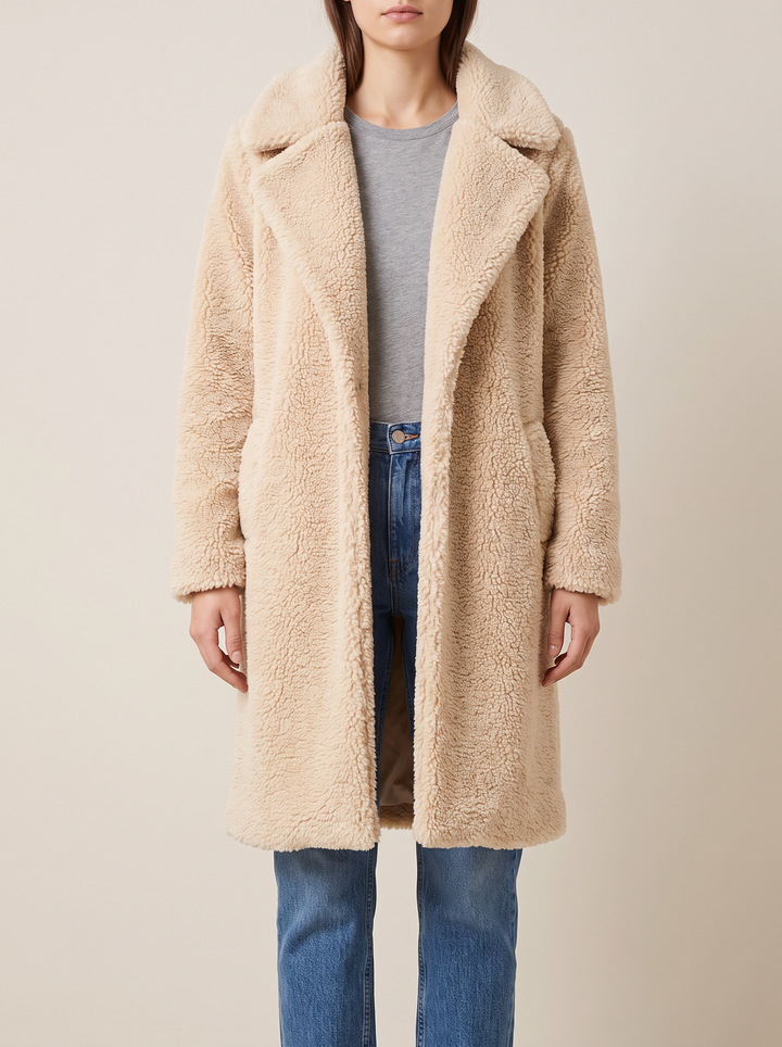 Isla coat, cream, front view