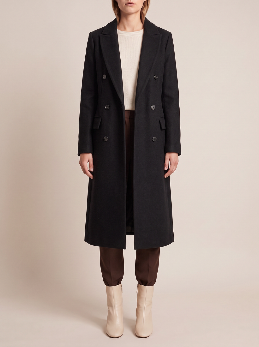 Ines coat, black, front view