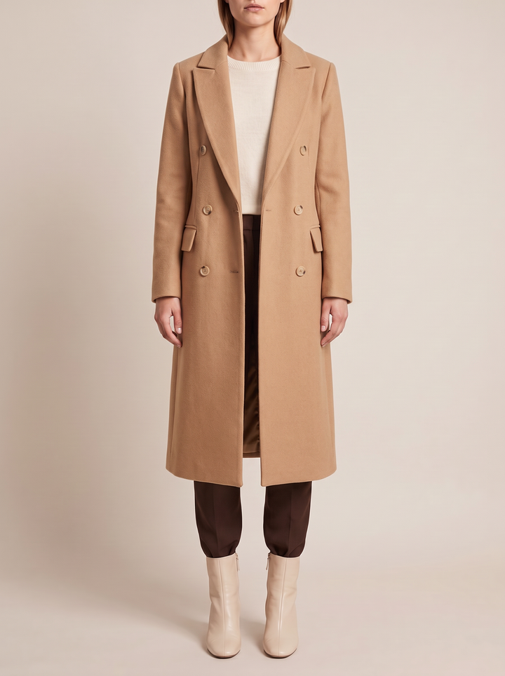 Ines coat, camel, front view