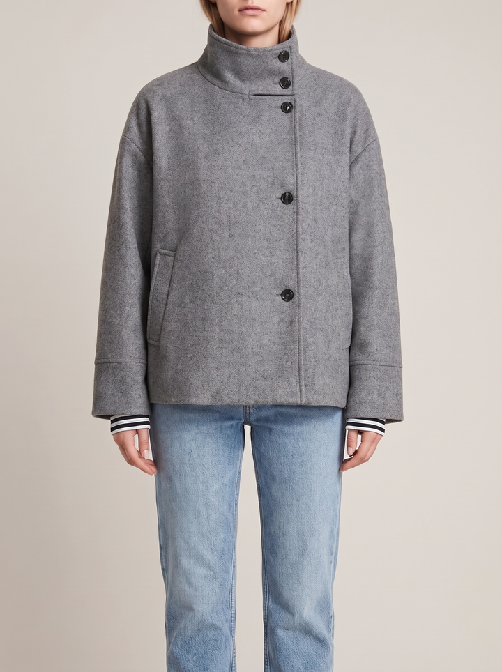 Freya coat, gray, front view