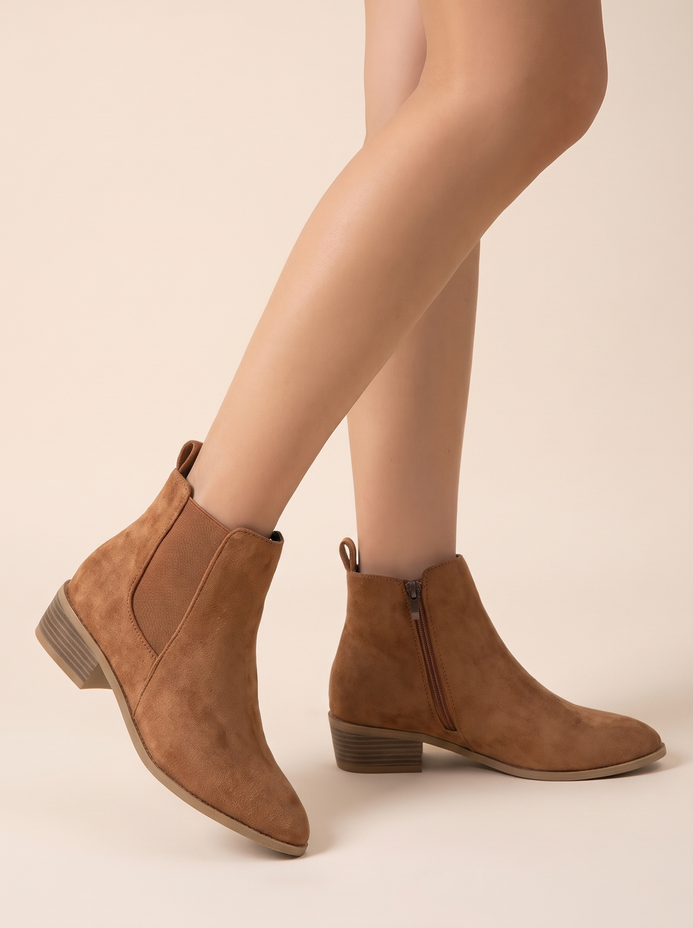 Anica chelsea boots, tan, side view