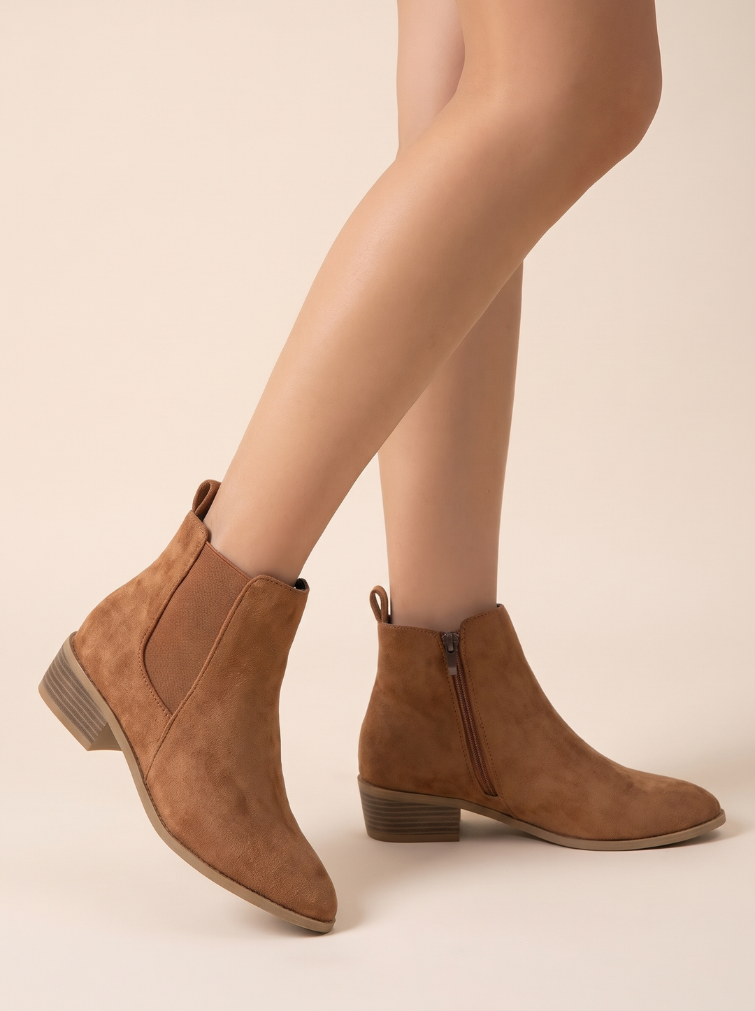 Anica chelsea boots, tan, side view