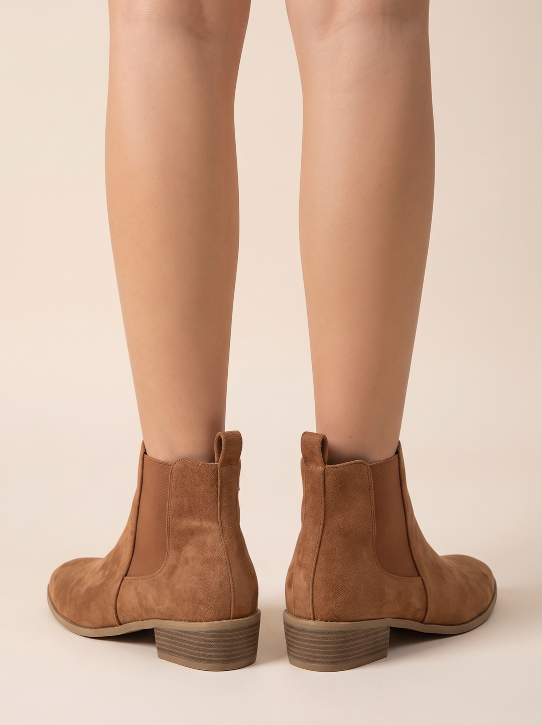 Anica chelsea boots, tan, back view