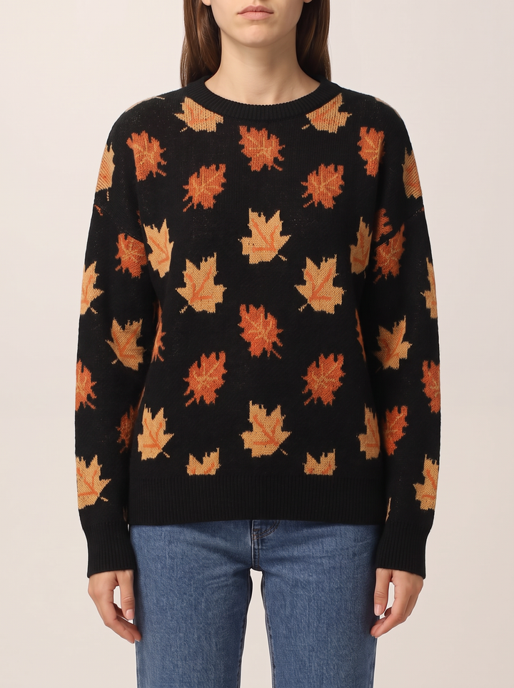 Harvest crew neck sweater, black, front view