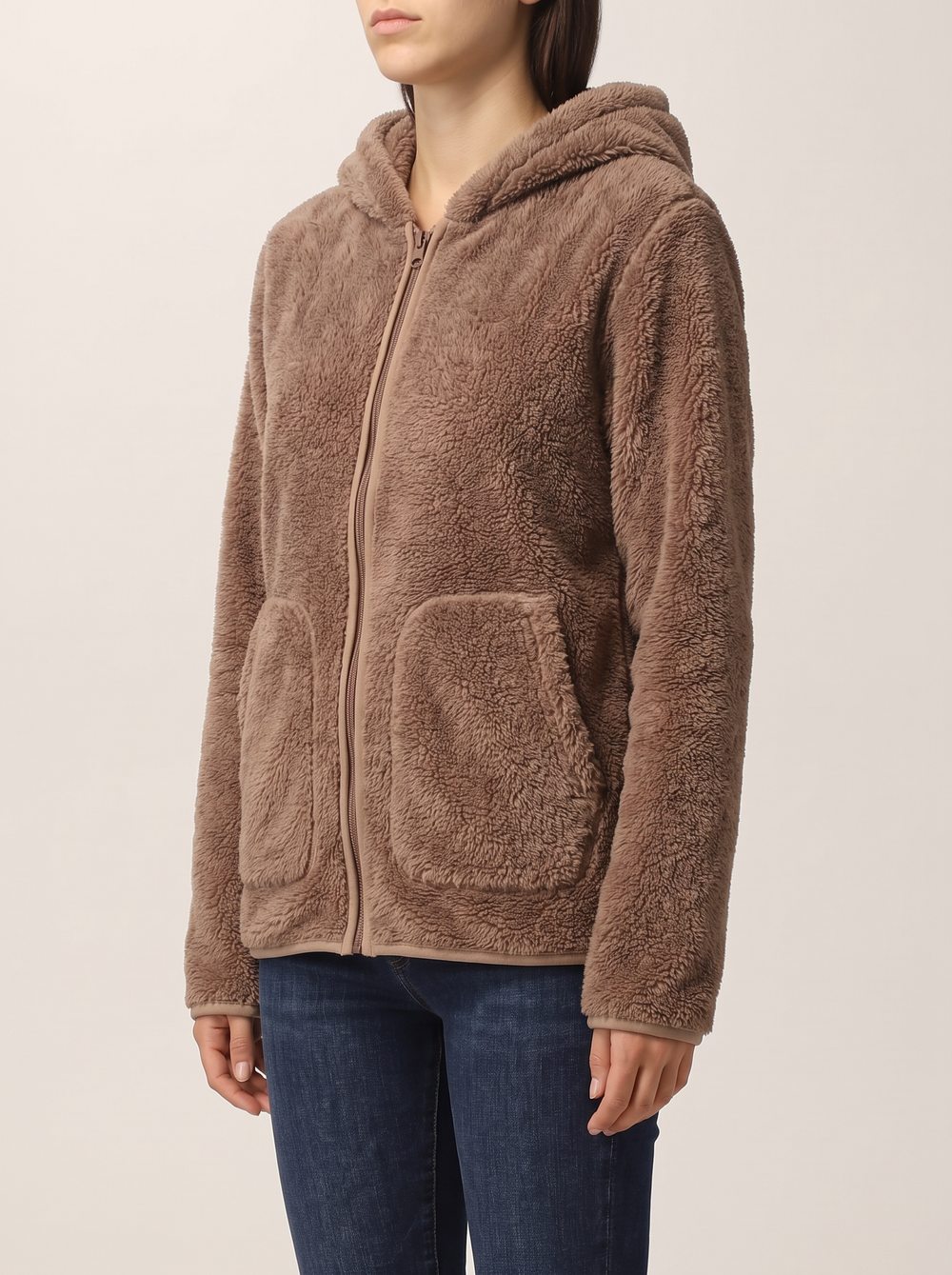 Wren jacket, mocha brown, side view