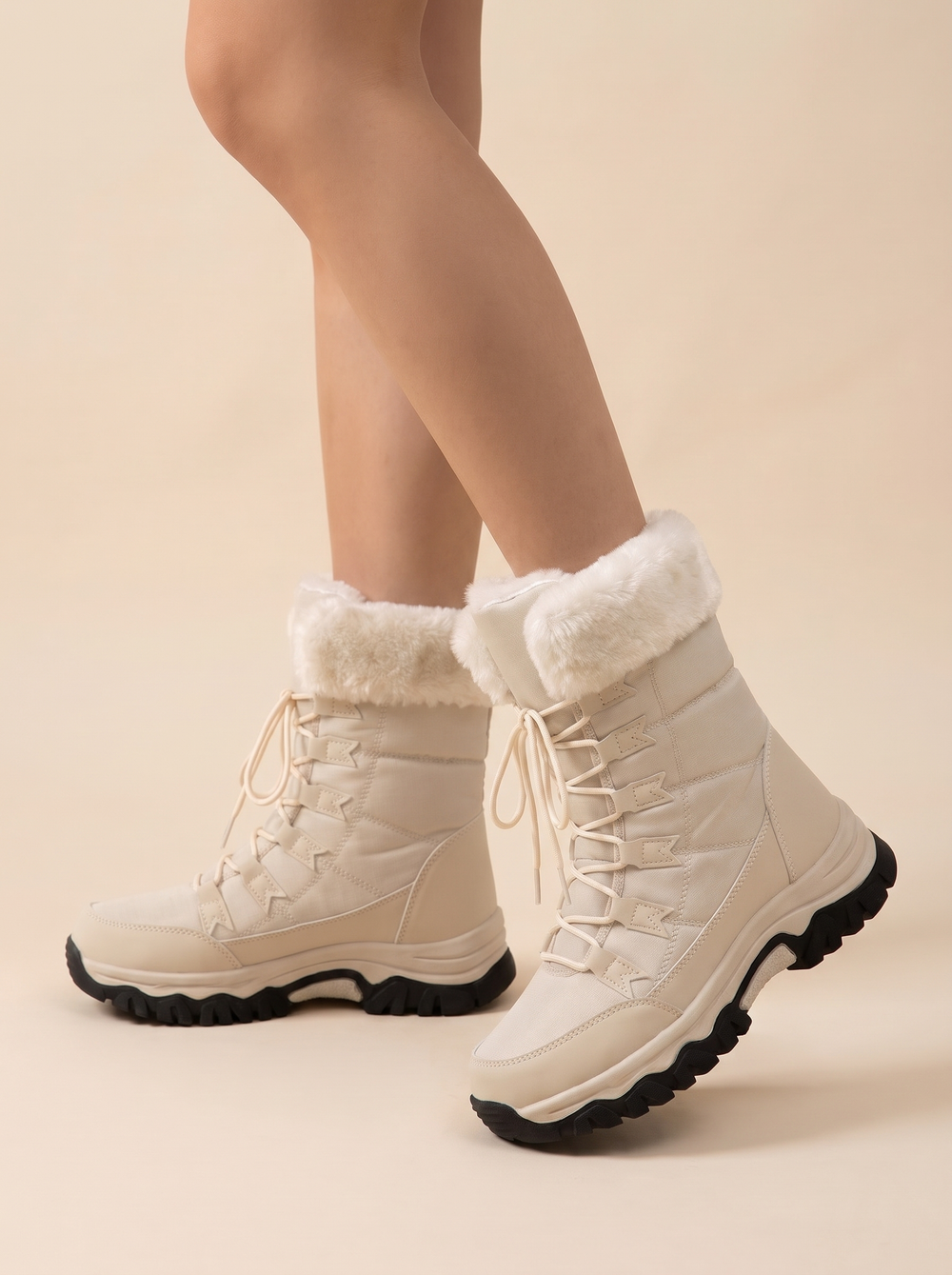 Aurora snow boots, beige, side view