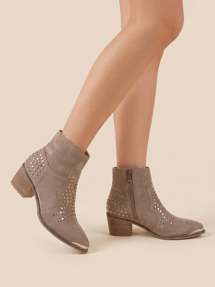 Talia ankle boots, taupe, side view