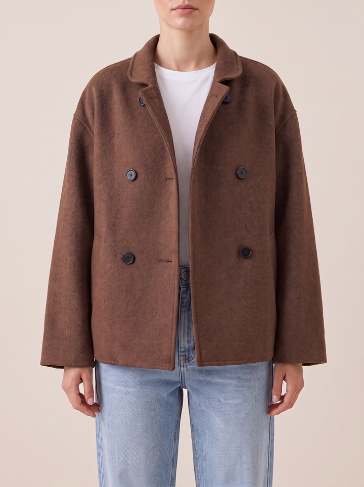 Nell shirt jacket, brown, front view