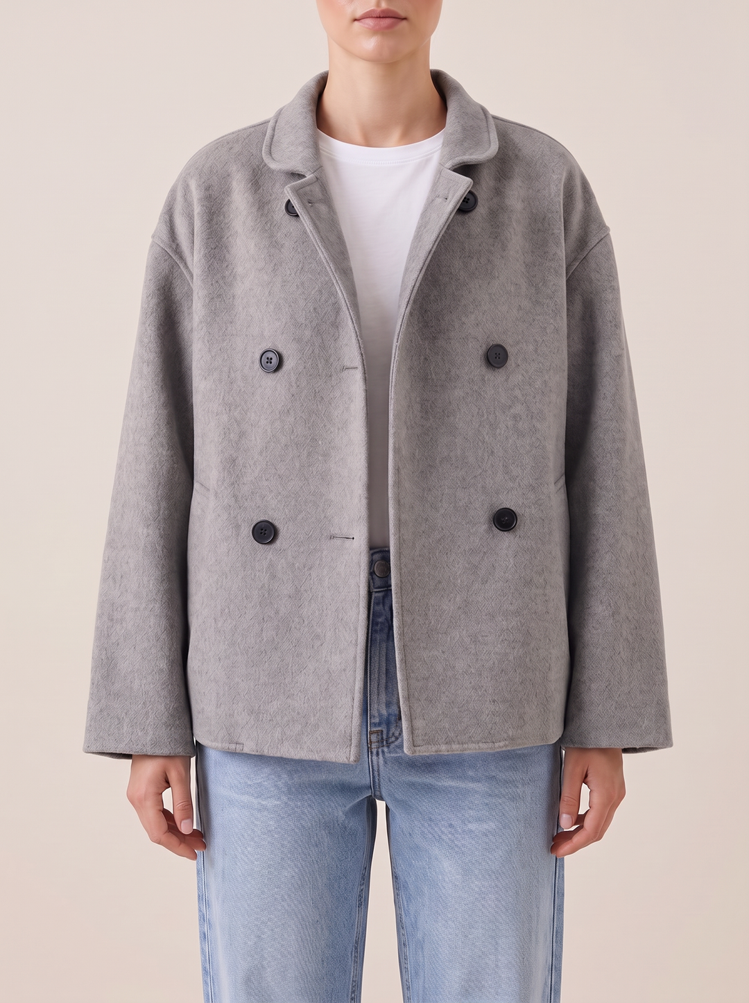 Nell shirt jacket, gray, front view