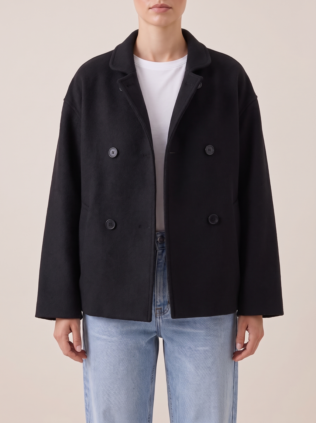 Nell shirt jacket, black, front view