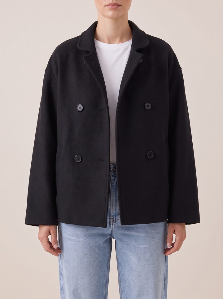 Nell shirt jacket, black, front view