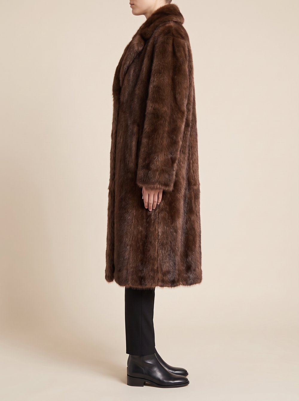Louise coat, brown, side view