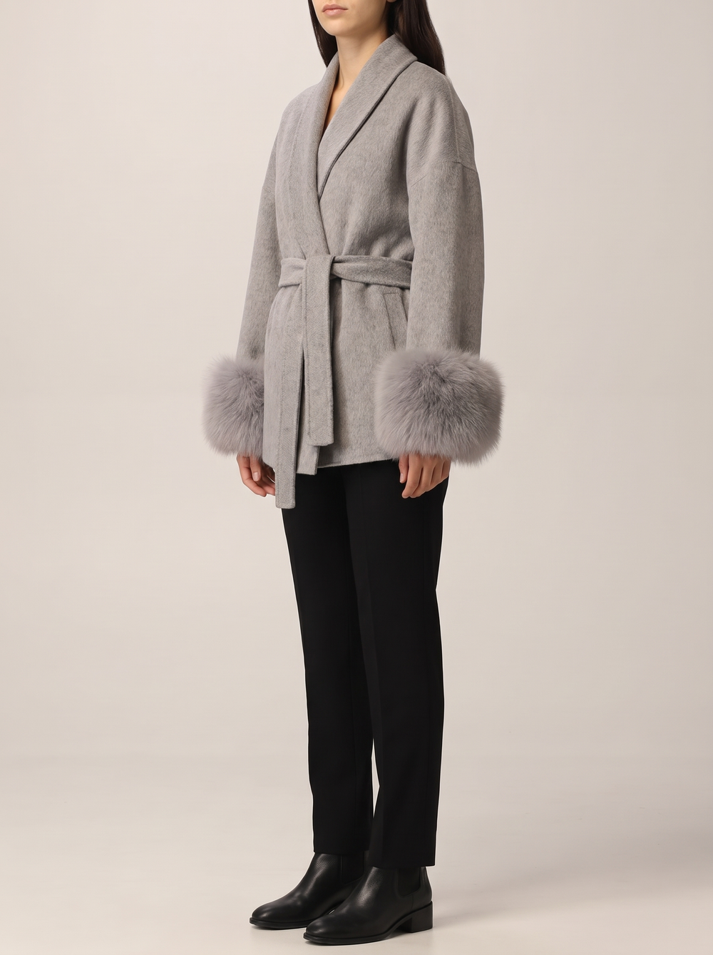 Grace coat, gray, side view