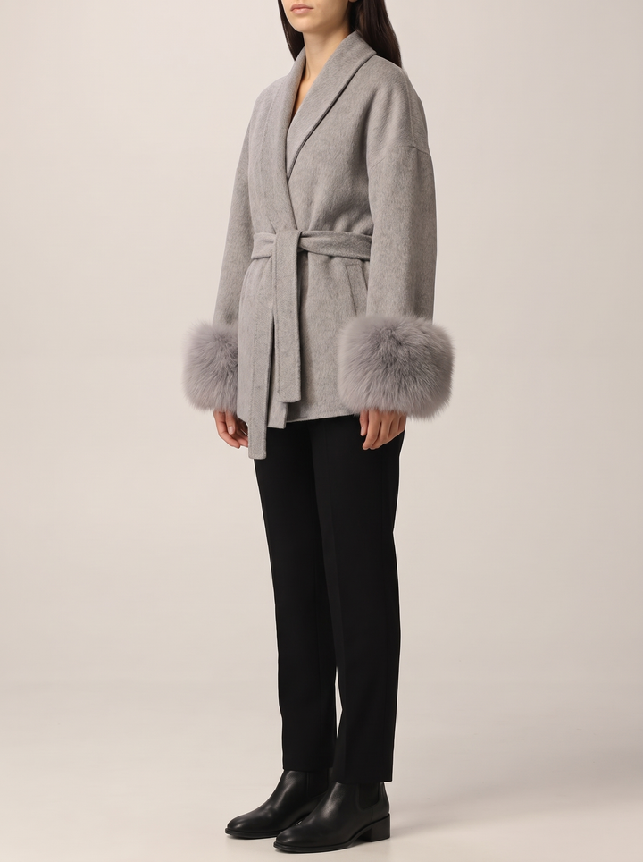 Grace coat, gray, side view