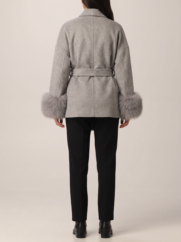 Grace coat, gray, back view