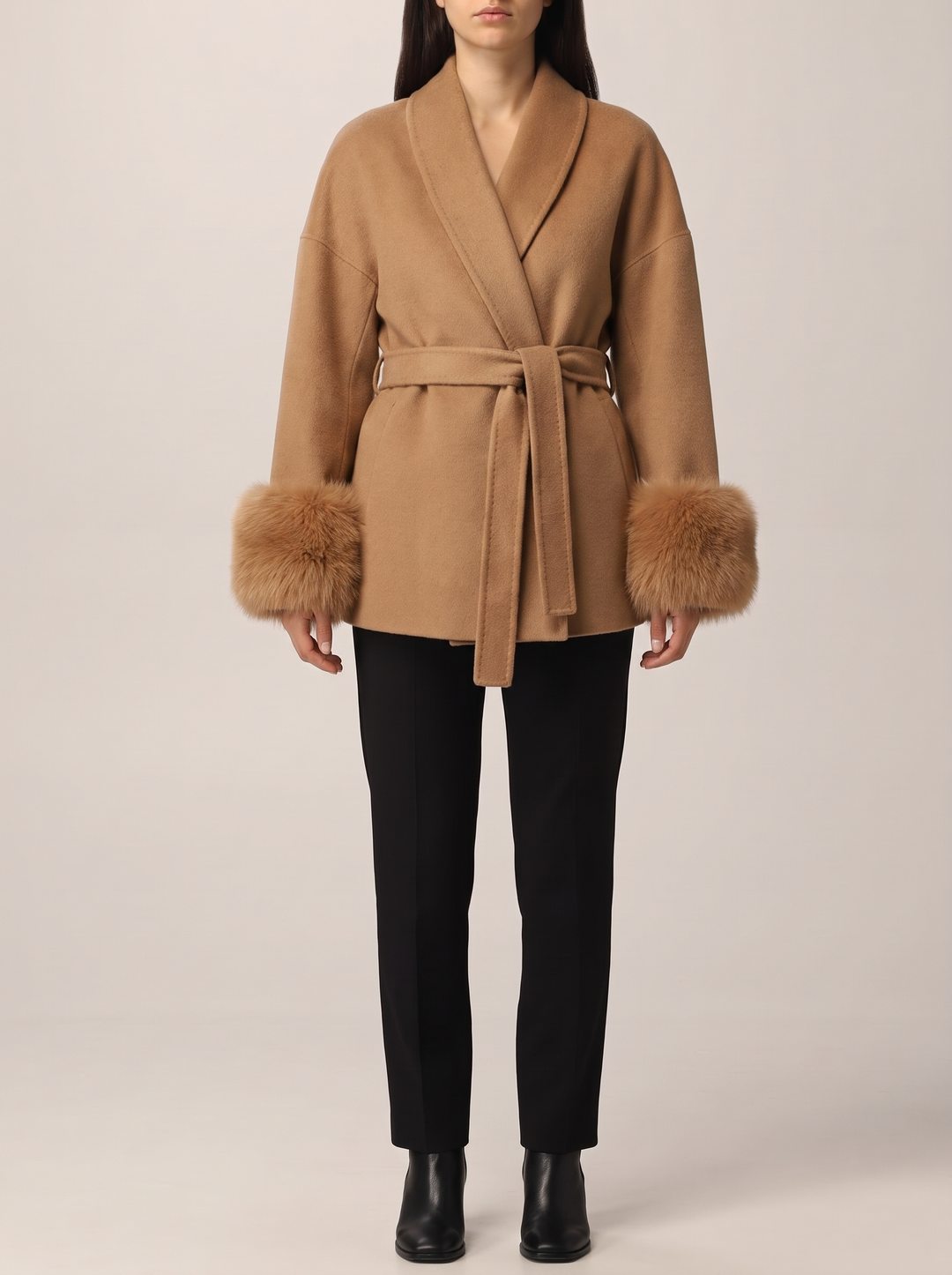 Grace coat, brown, front view