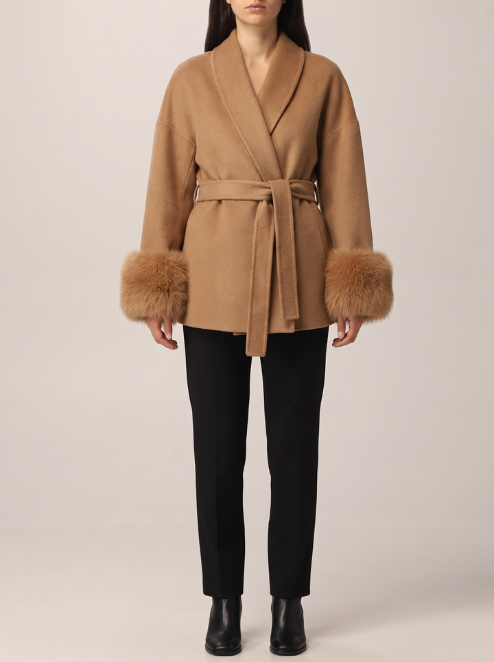 Grace coat, brown, front view