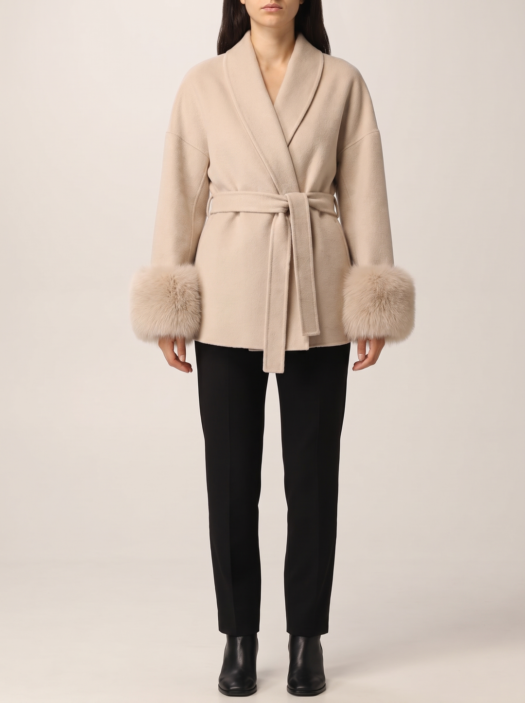 Grace coat, beige, front view