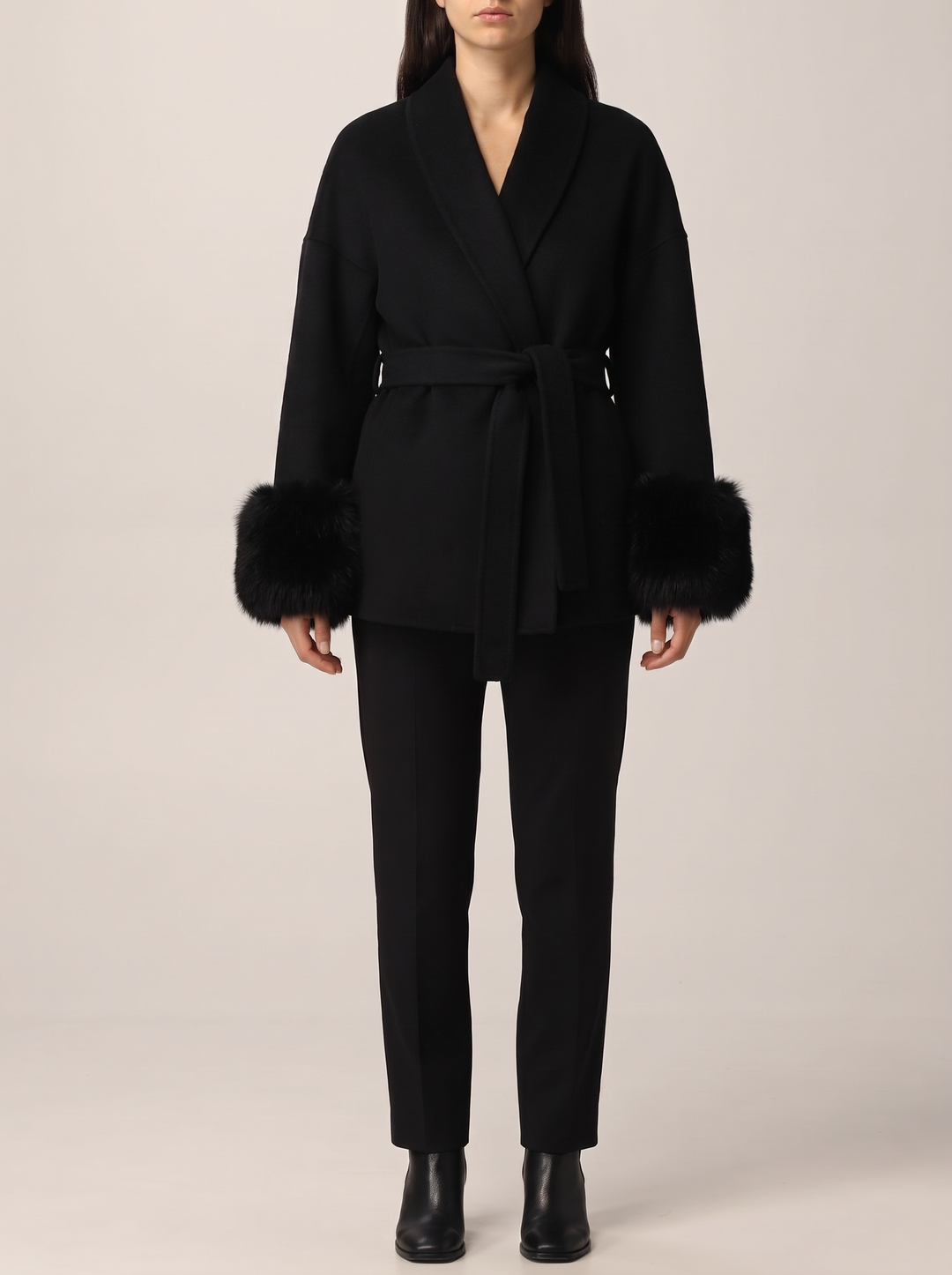 Grace coat, black, front view