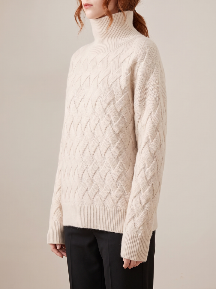 Lena turtleneck sweater, beige, side view