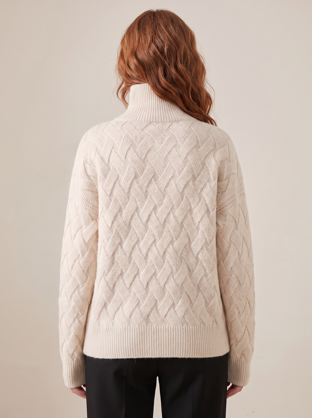 Lena turtleneck sweater, beige, back view