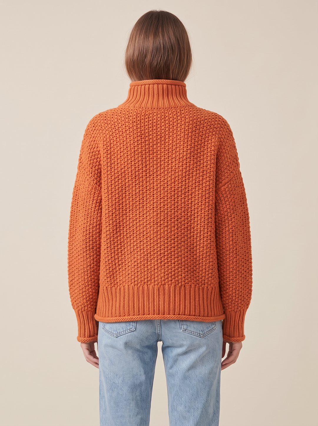 Maja turtleneck sweater, orange, back view