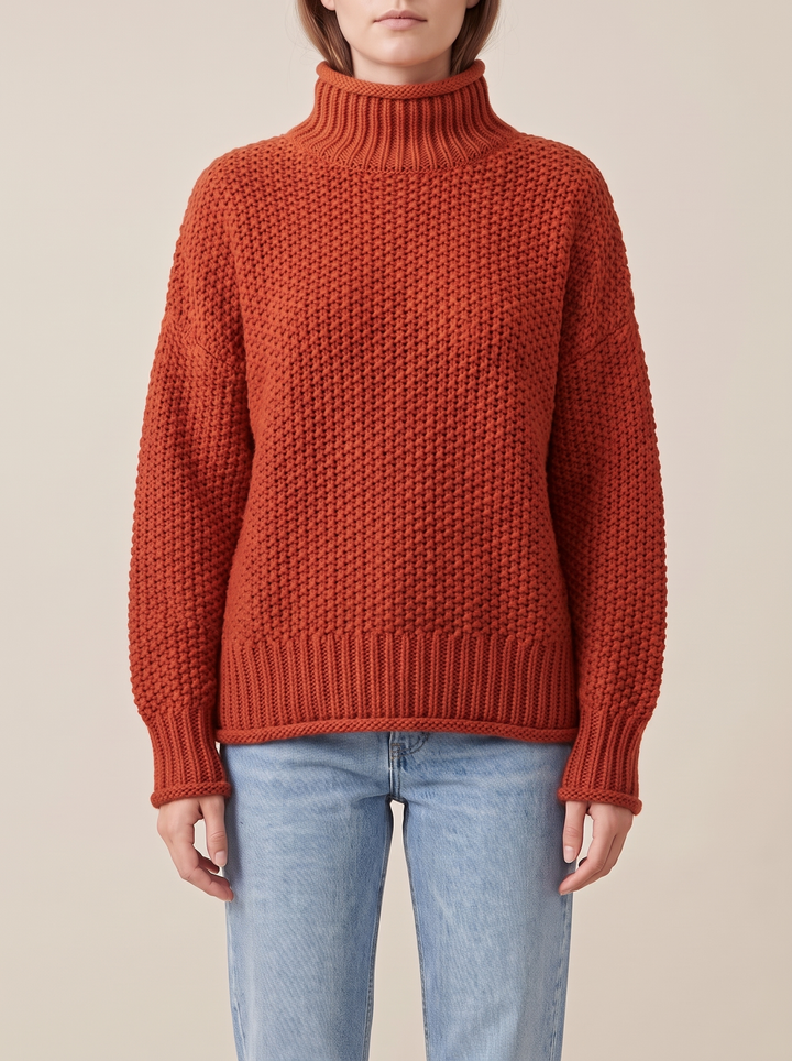 Maja turtleneck sweater, rust, front view