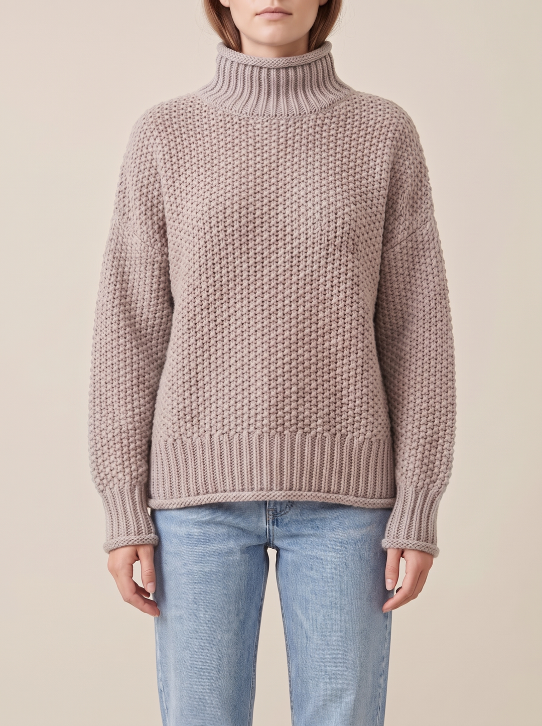 Maja turtleneck sweater, gray, front view