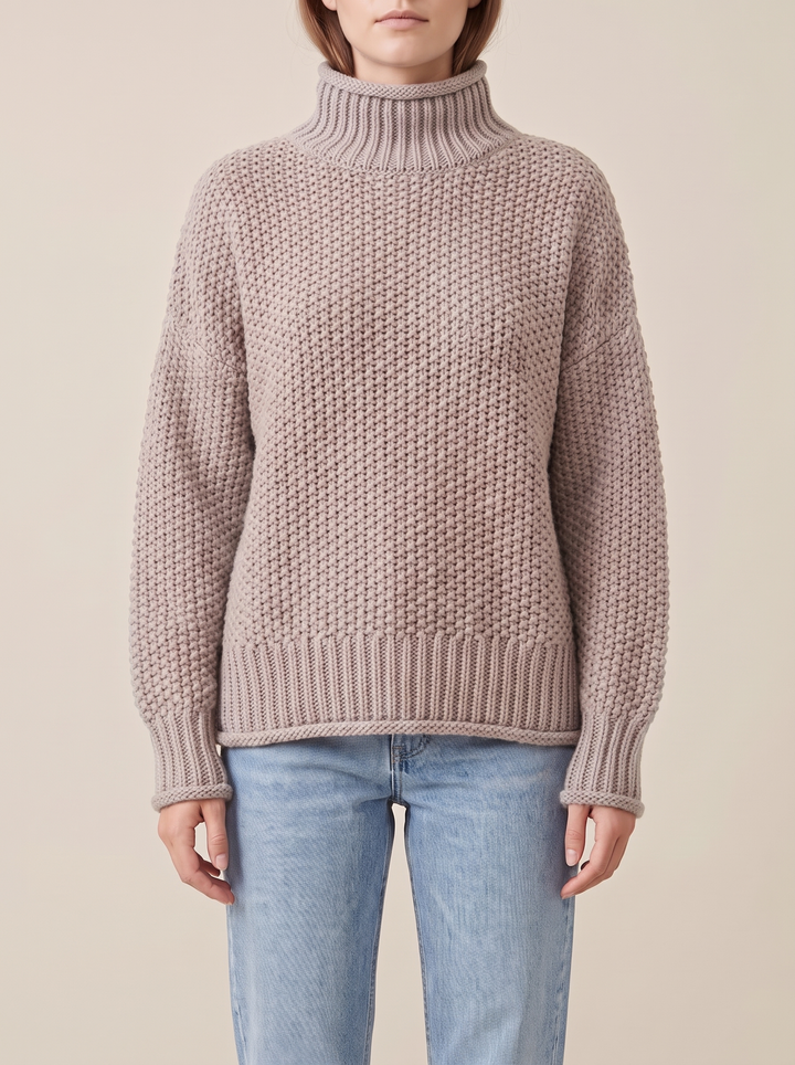 Maja turtleneck sweater, gray, front view