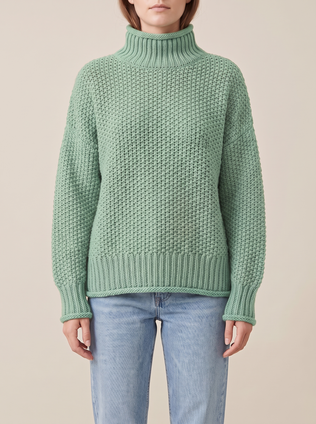 Maja turtleneck sweater, mint, front view