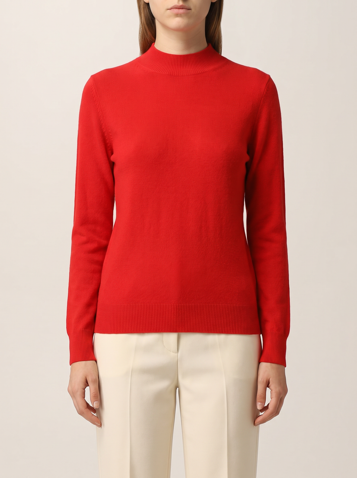 Evelina knit sweater, red, front view