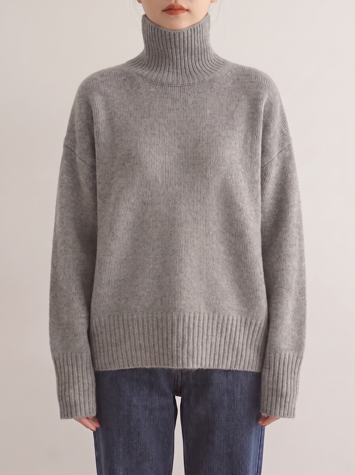 Seraphina turtleneck sweater, gray, front view