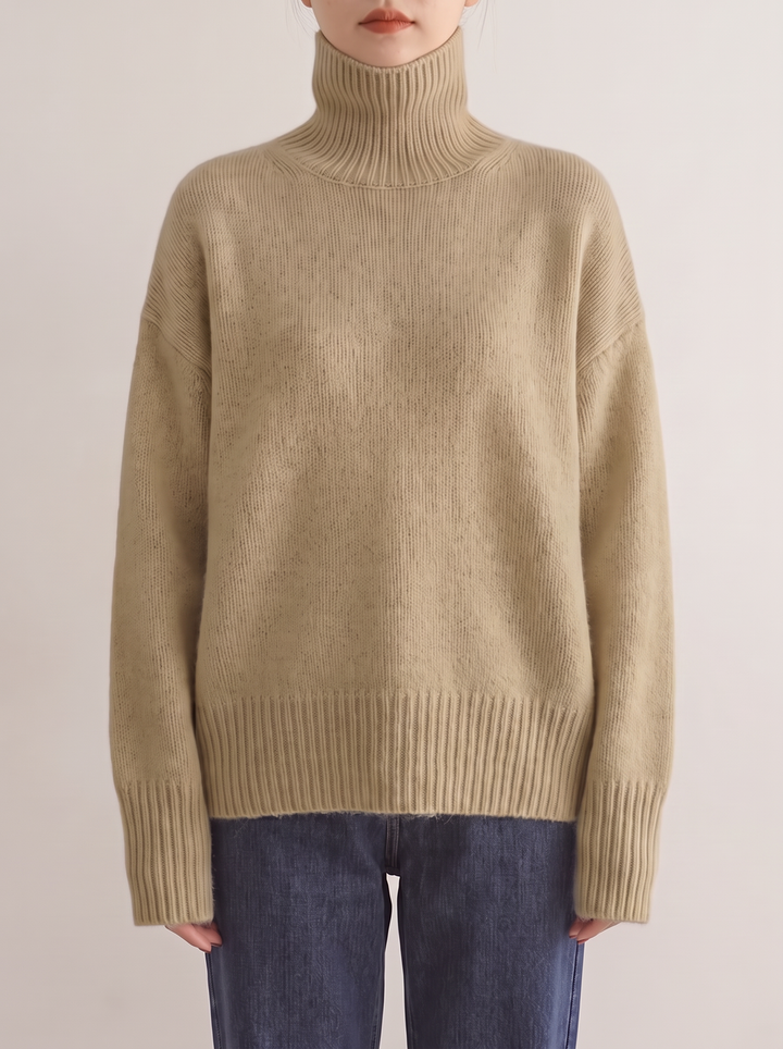 Seraphina turtleneck sweater, khaki, front view