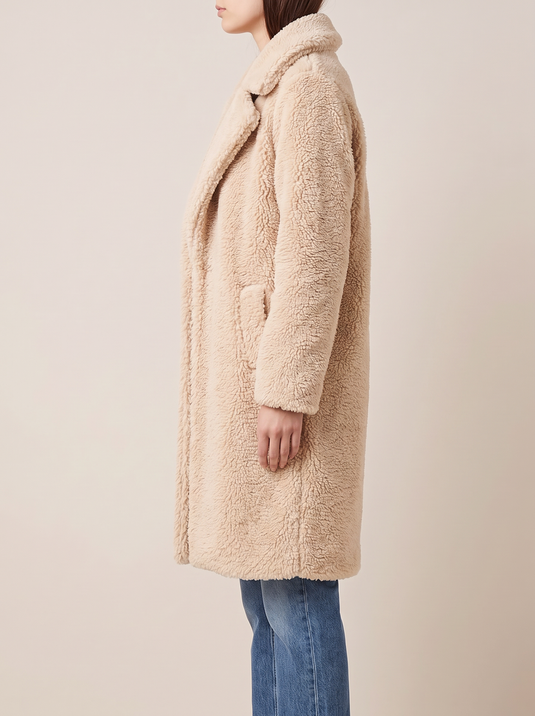 Isla coat, cream, side view