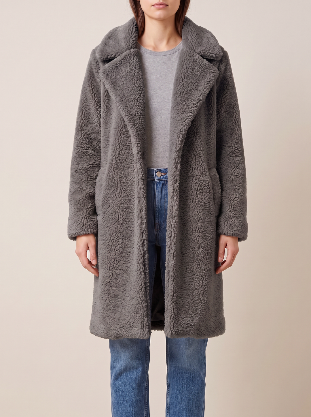 Isla coat, dark gray, front view