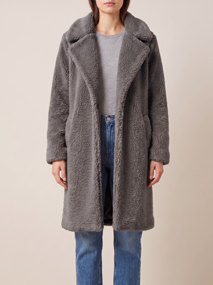 Isla coat, dark gray, front view