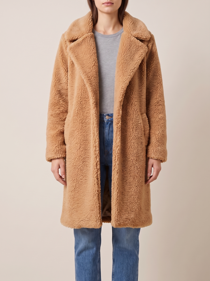 Isla coat, camel, front view
