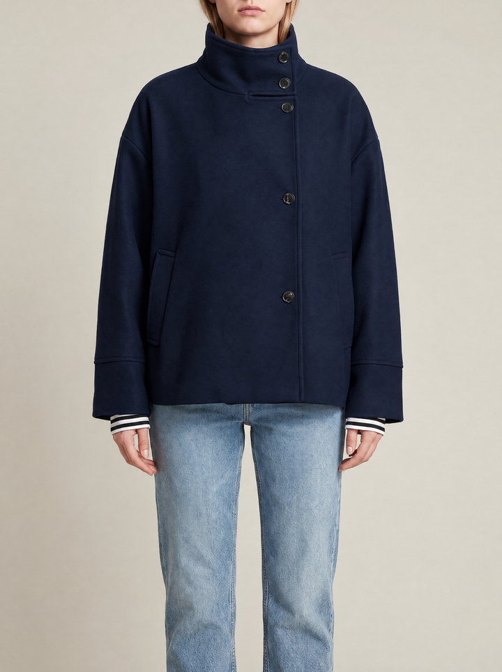 Freya coat, navy, front view