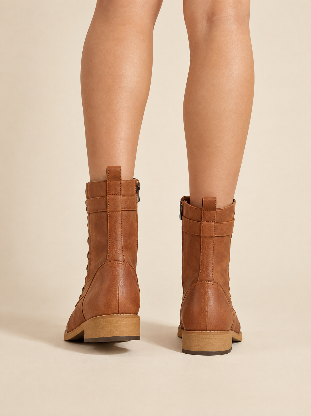 Brandy ankle boots, brown, back view