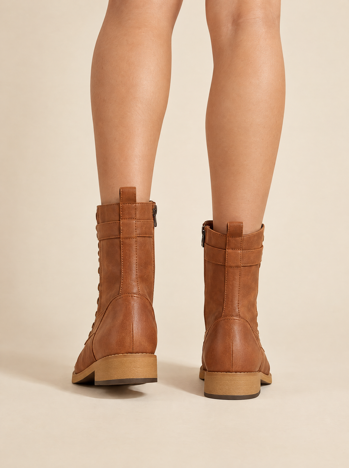 Brandy ankle boots, brown, back view