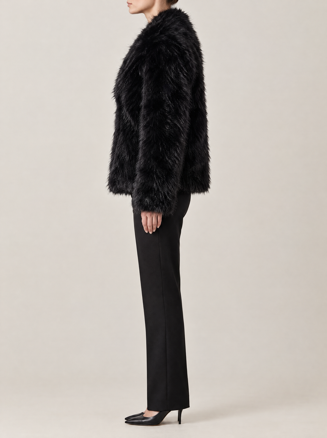 Morgan coat, black, side view