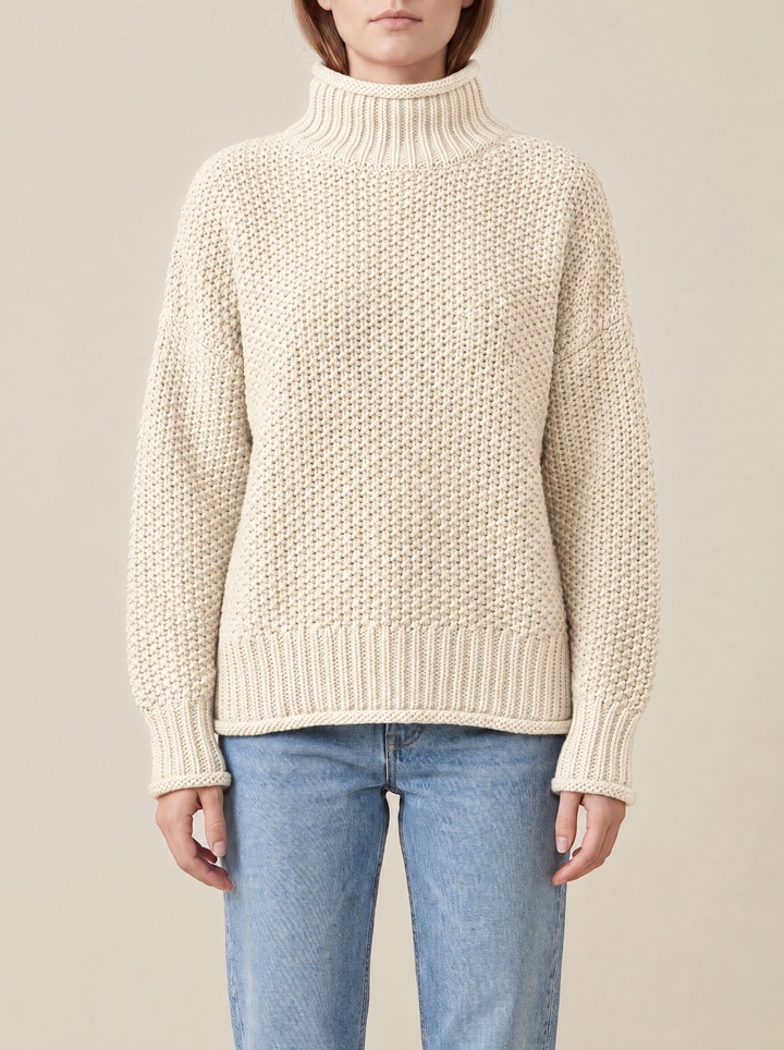 Maja turtleneck sweater, cream, front view