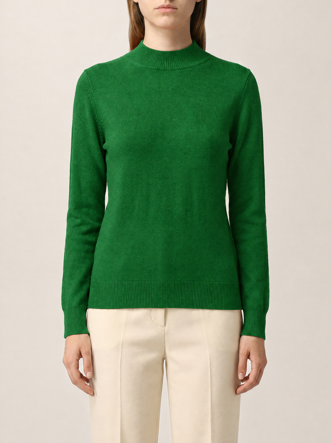 Evelina knit sweater, green, front view