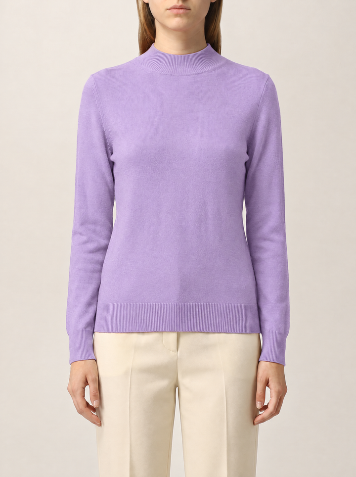 Evelina knit sweater, lavender, front view