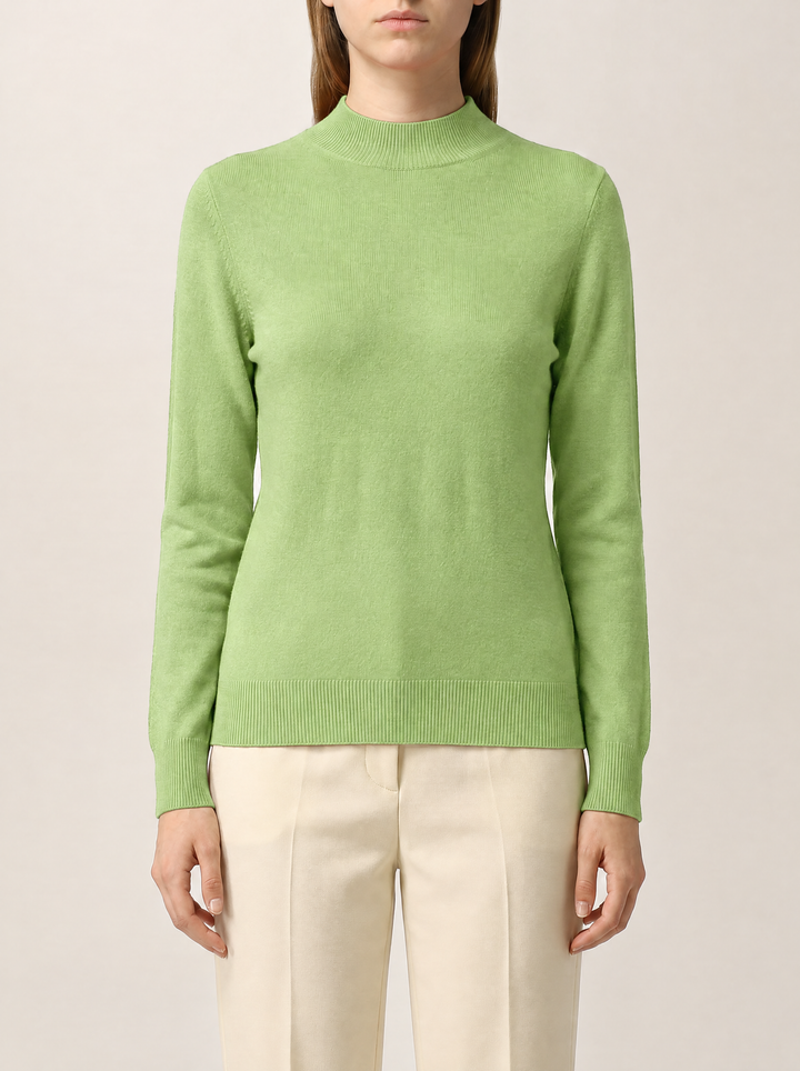 Evelina knit sweater, light green, front view