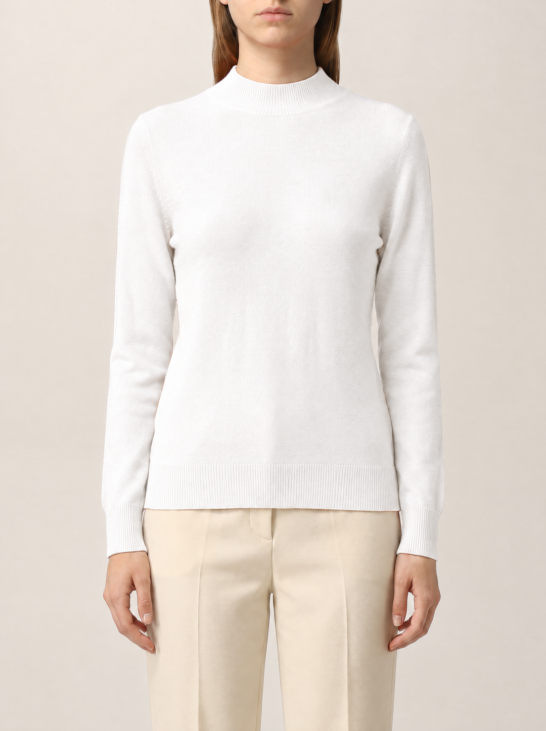 Evelina knit sweater, white, front view