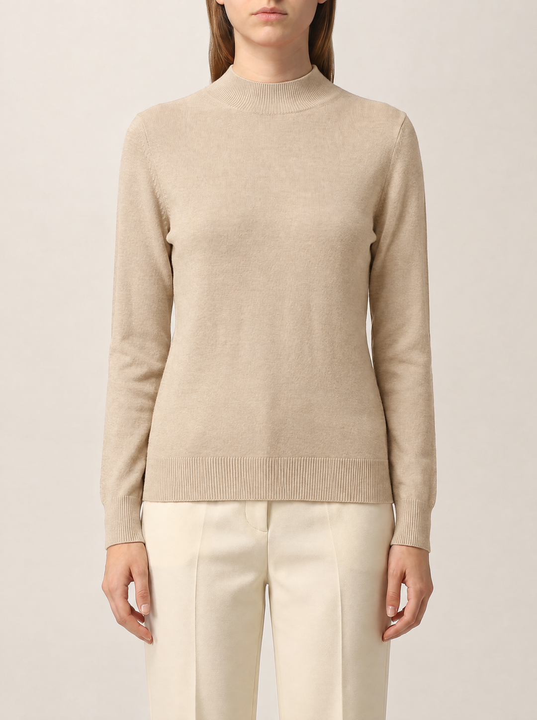 Evelina knit sweater, beige, front view