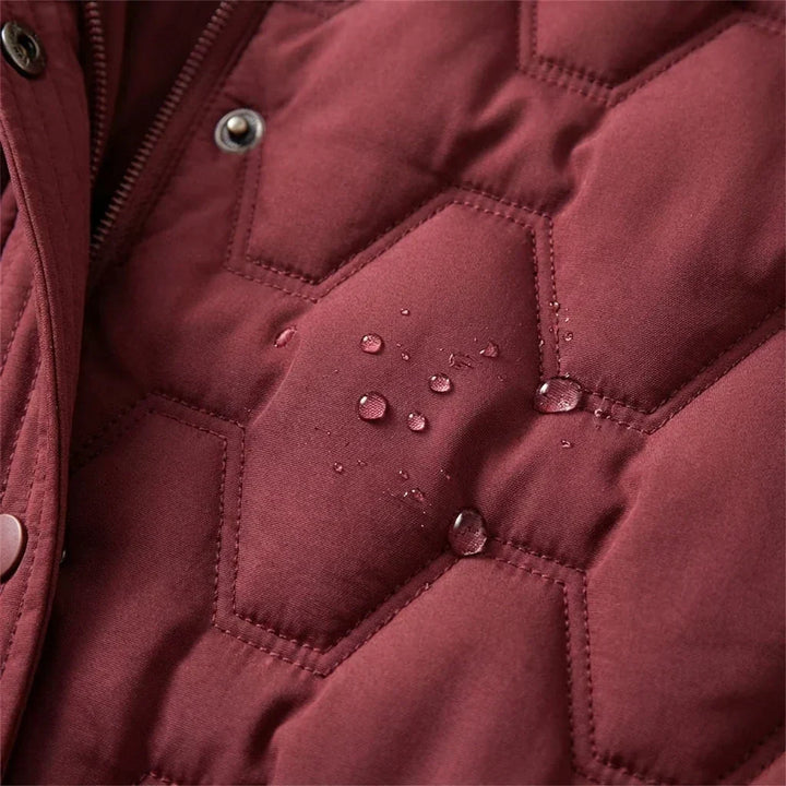 Lily | Long Hooded Puffer Coat with Cinched Waist