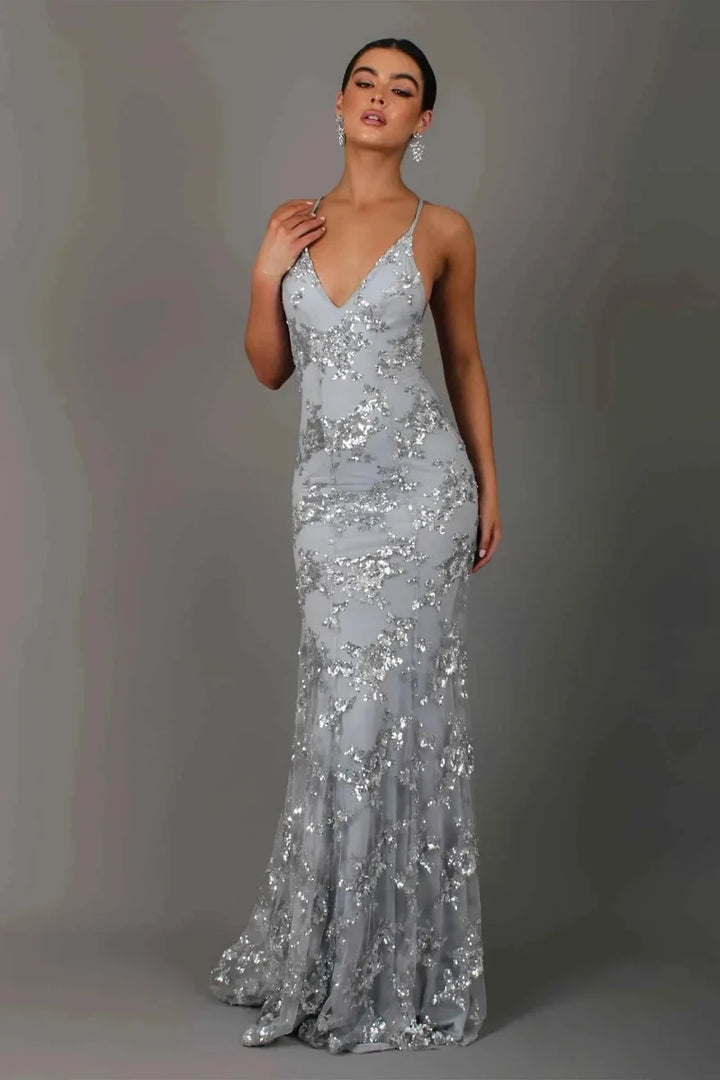 Vivienne | Long Sequin Dress with Open Back